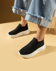 Pembe Potin Taş Detaylı Triko Kalın Taban Kadın Sneaker 59-88-25 - 483054747960