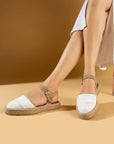 Pembe Potin Tokalı Hasır Desenli Comfort Taban Triko Kadın Sandalet 67-102-24 - 483054682424
