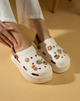 Pembe Potin Yüksek Taban Jibbitzli Eva Comfort Kadın Sandalet DNZ224-24BejVizon - 483054682424