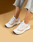 Pembe Potin Yüksek Taban Lastik Bağcıklı Fileli Kadın Sneaker 36-728-24 - Beyaz / 36 - 483054747960