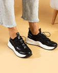 Pembe Potin Yüksek Taban Lastik Bağcıklı Fileli Kadın Sneaker 36-728-24 - Siyah / 36 - 483054747960