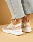 Pembe Potin Yüksek Taban Lastik Bağcıklı Fileli Kadın Sneaker 36-728-24 - 483054747960