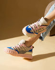 Yeni Sezon Kalın Taban Bağcıklı Moda Kadın Sneakers 36-144-23 - 483054747960