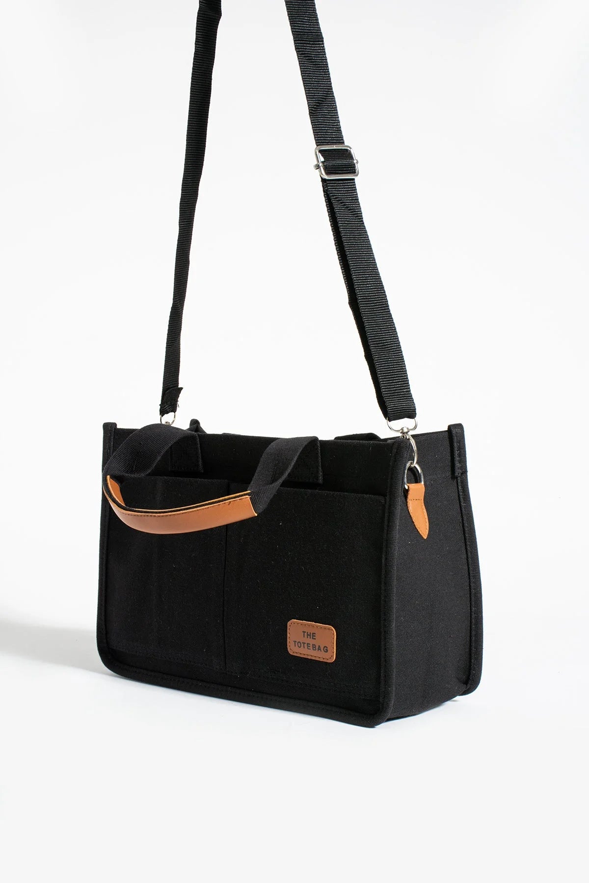 Pembe Potin 3 Bölmeli Fermuarlı Canvas Kadın Omuz Çantası BAG4293-24TBag - Siyah / Standart - 483054387512