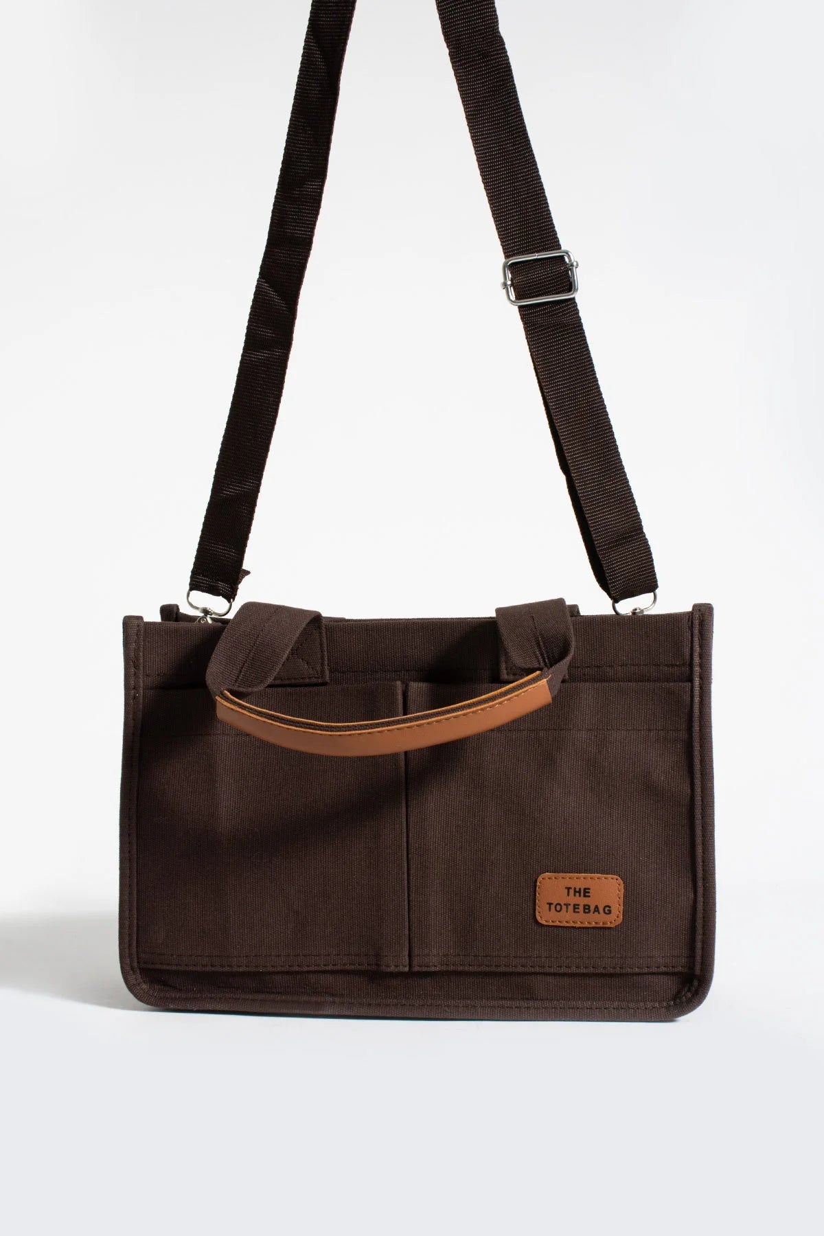 Pembe Potin 3 Bölmeli Fermuarlı Canvas Kadın Omuz Çantası BAG4293-24TBag - 483054387512