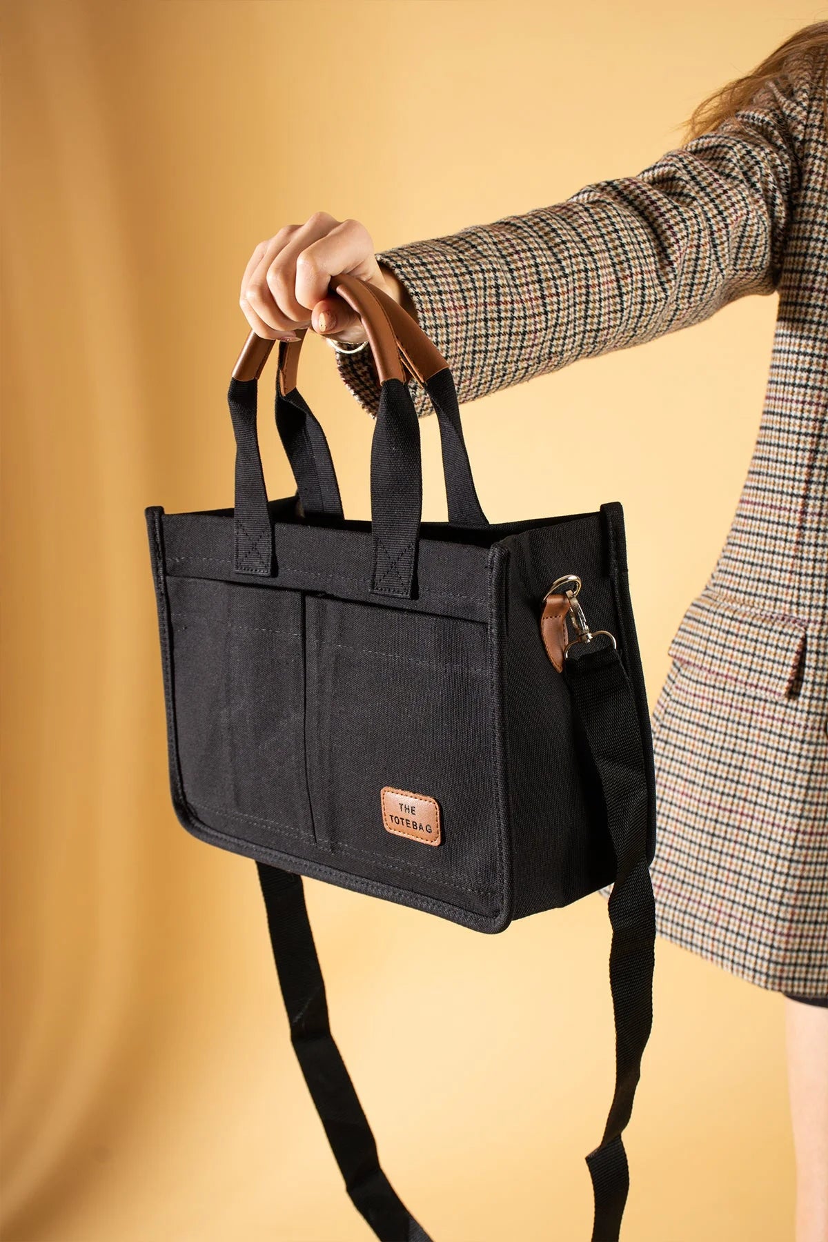 Pembe Potin 3 Bölmeli Fermuarlı Canvas Kadın Omuz Çantası BAG4293-24TBag - 483054387512