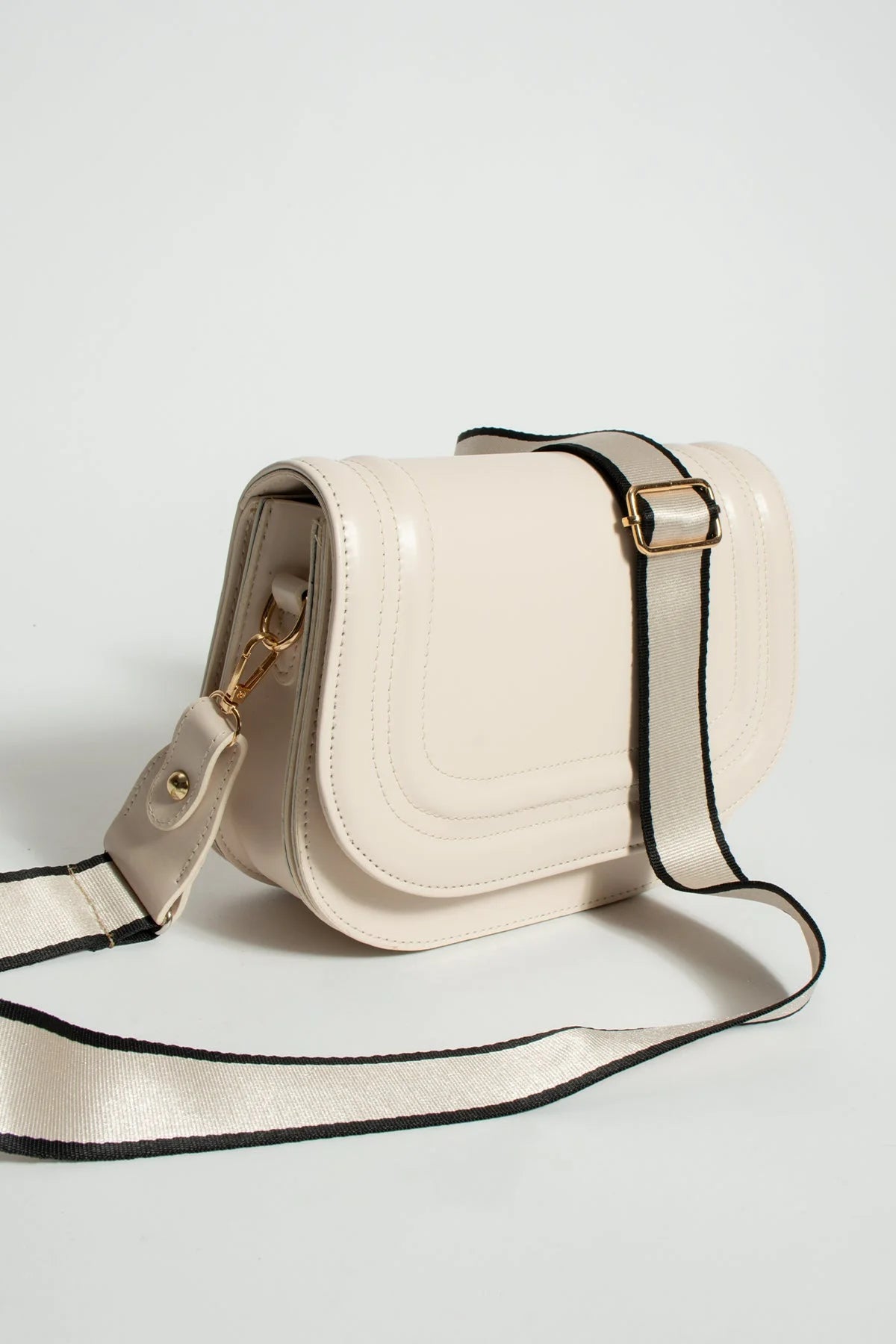 Pembe Potin 5 Bölmeli Çizgili Kolon Askılı Kadın El & Omuz Çantası BAG5025-24 - Bej / Standart - 483054387512