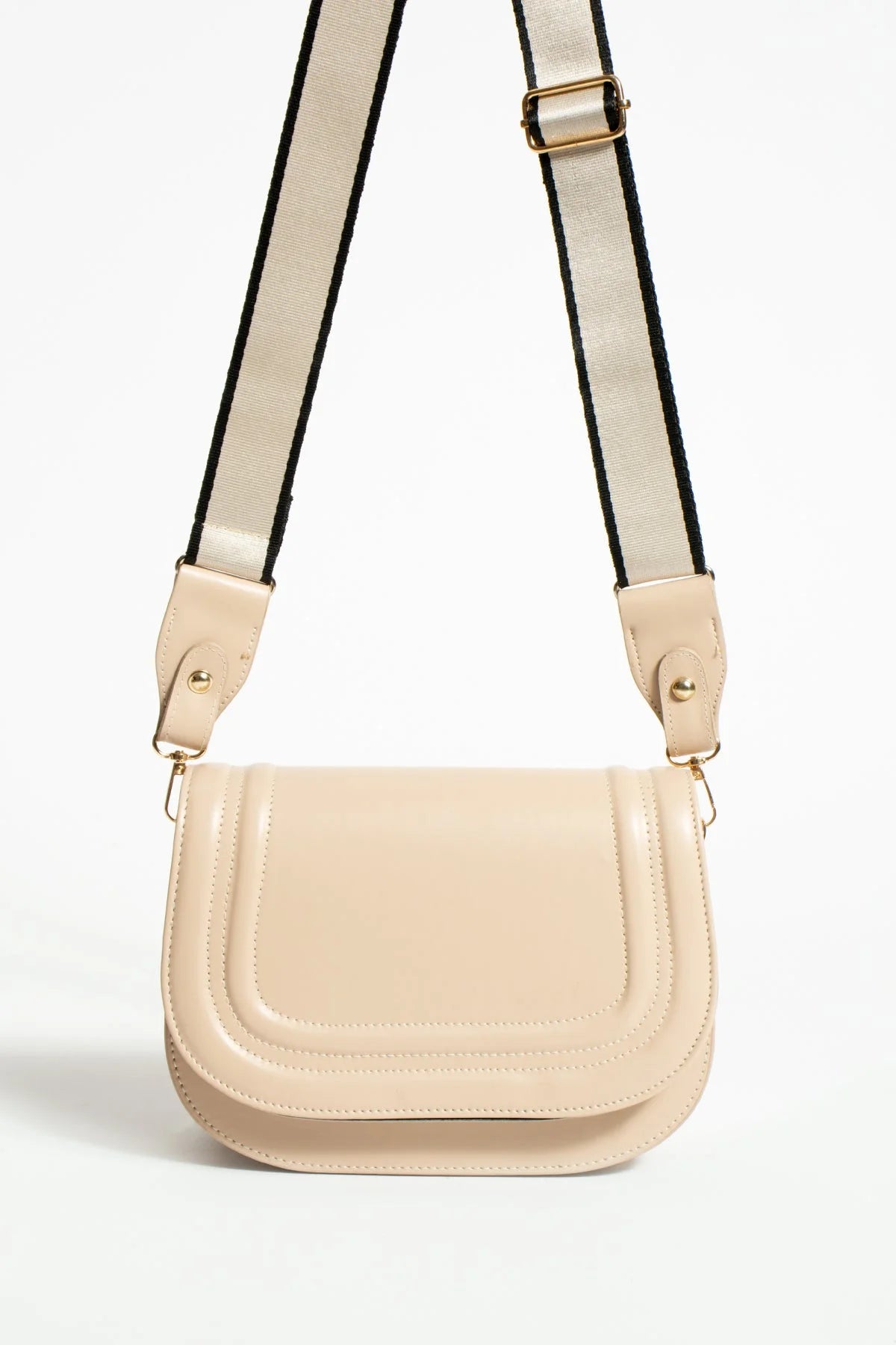 Pembe Potin 5 Bölmeli Çizgili Kolon Askılı Kadın El & Omuz Çantası BAG5025-24 - 483054387512