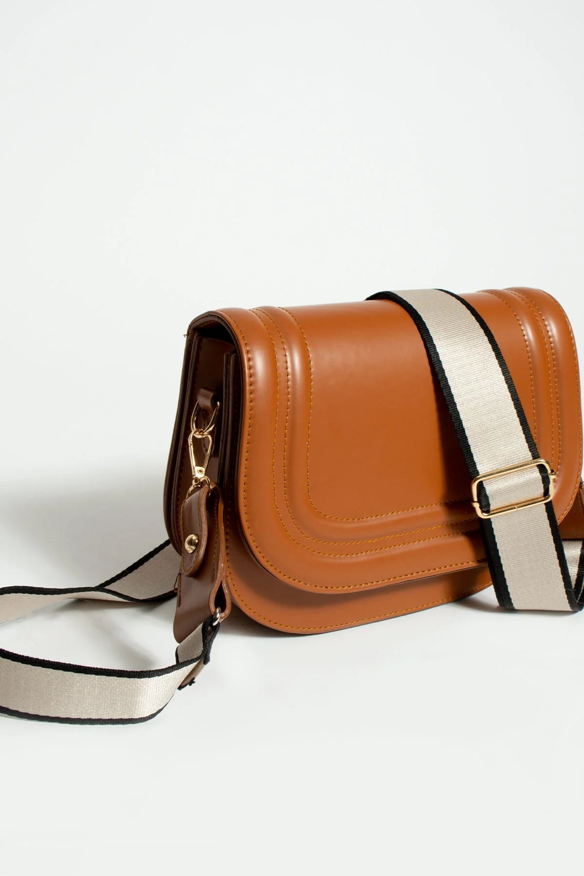 Pembe Potin 5 Bölmeli Çizgili Kolon Askılı Kadın El & Omuz Çantası BAG5025-24 - Taba / Standart - 483054387512