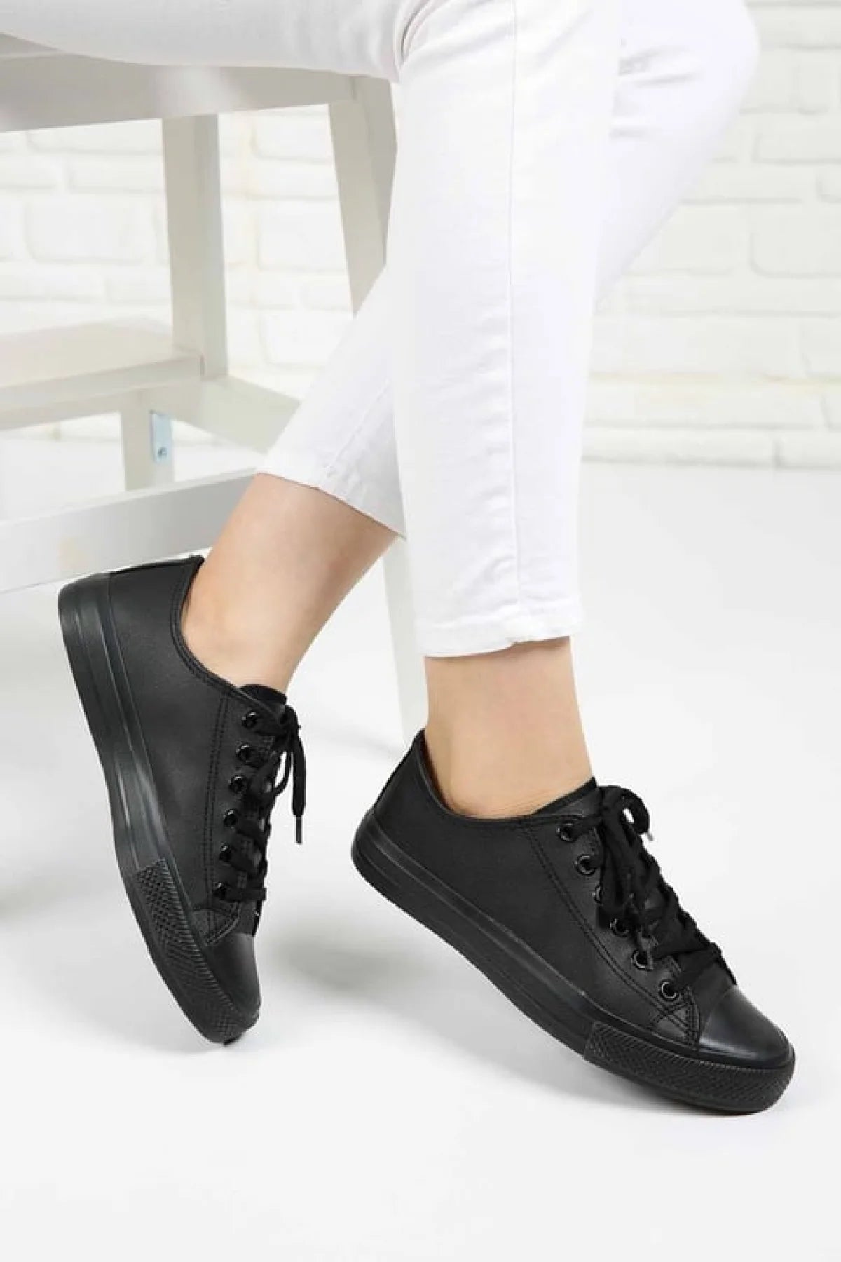 Pembe Potin All Star Kadın Ayakkabı A3232-20Siyah Siyah - 483054289208