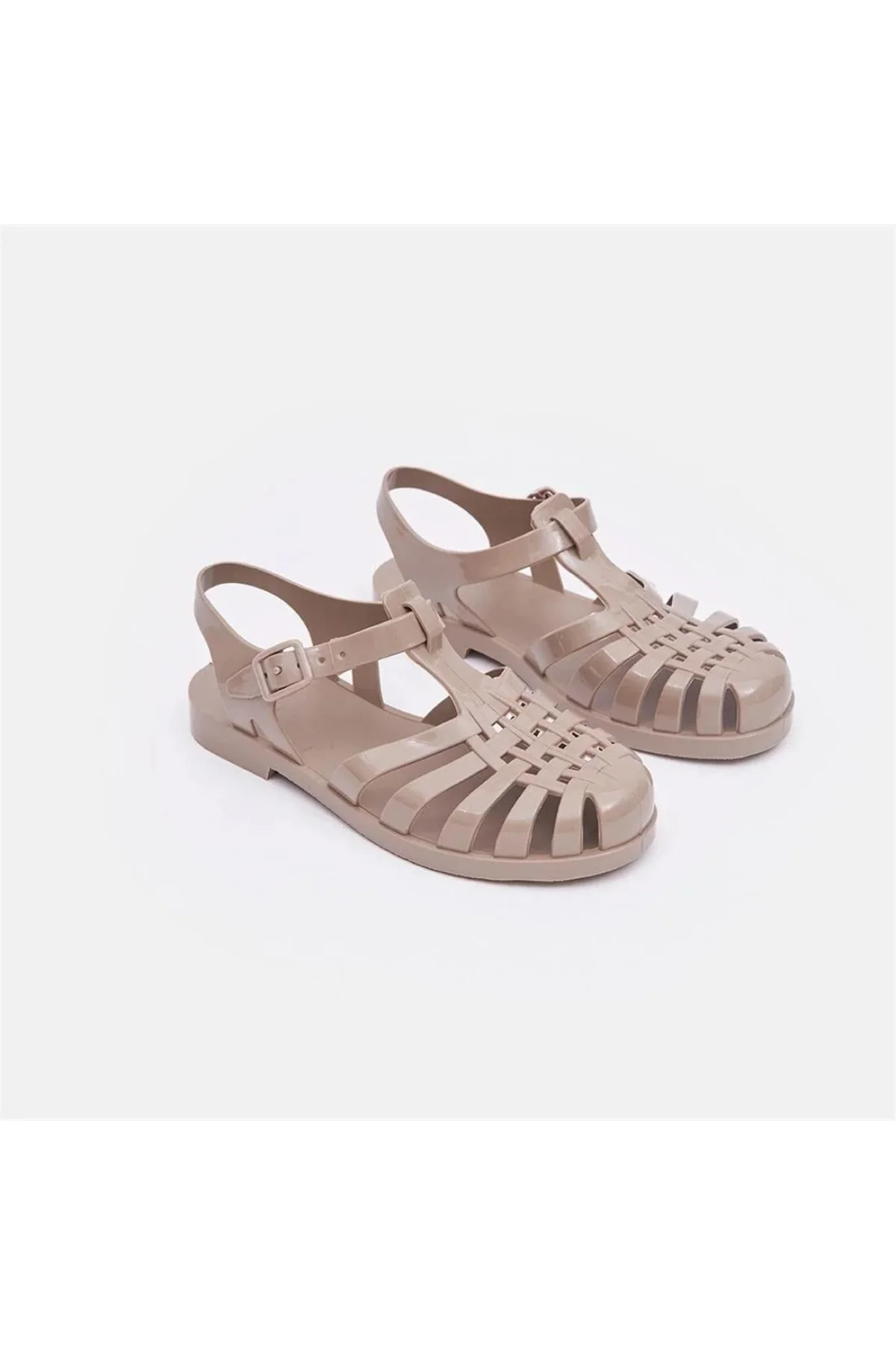 Pembe Potin Arkası Açık Tokalı Çocuk Sandalet 74-12-24Ç - Bej / 30 - 483053928760