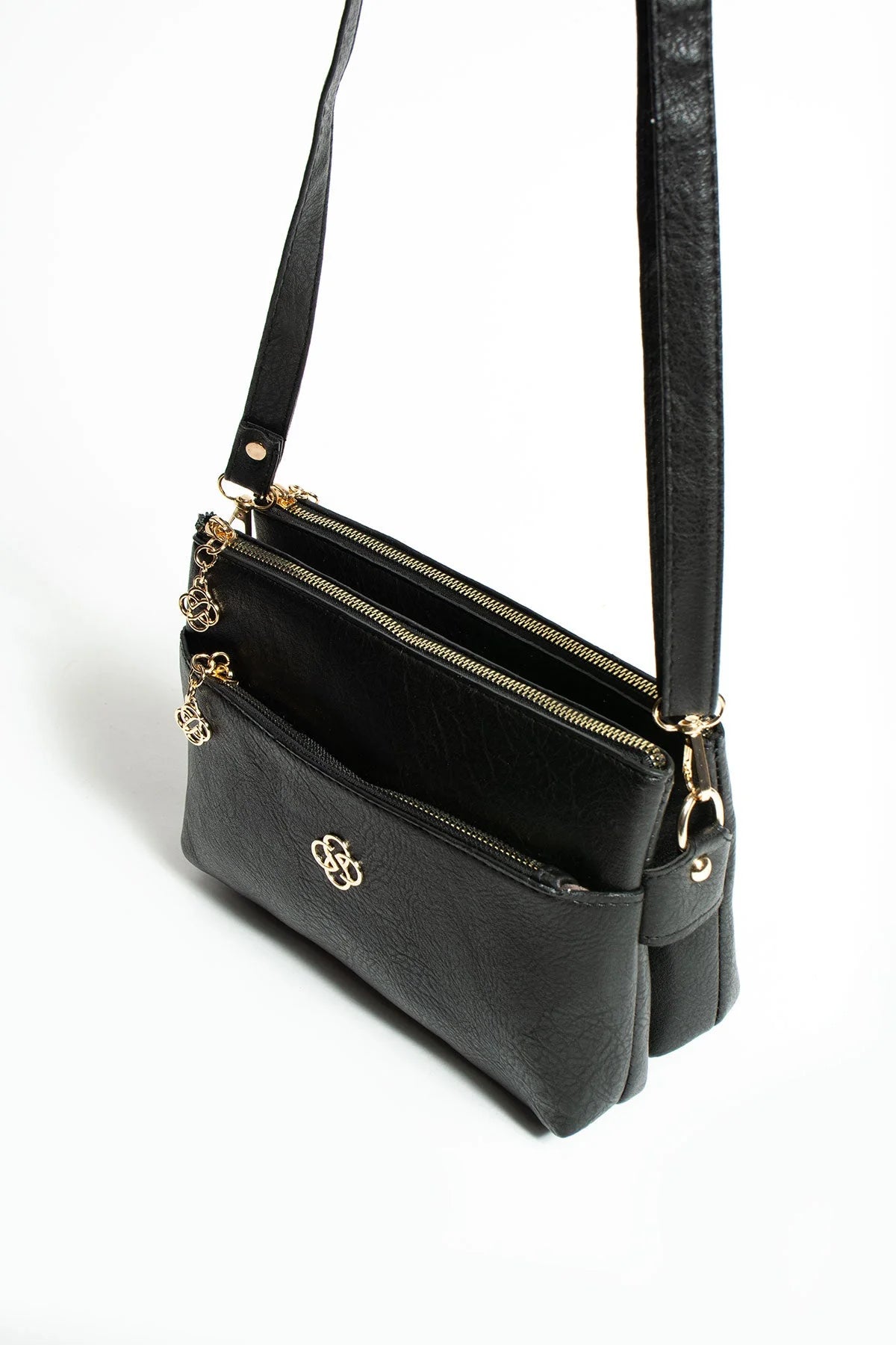 Pembe Potin Ayarlanabilir Askılı 3 Bölmeli Fermuarlı Kadın Omuz Çantası BAG4944-23Cilt - Siyah / Std - 483054387512