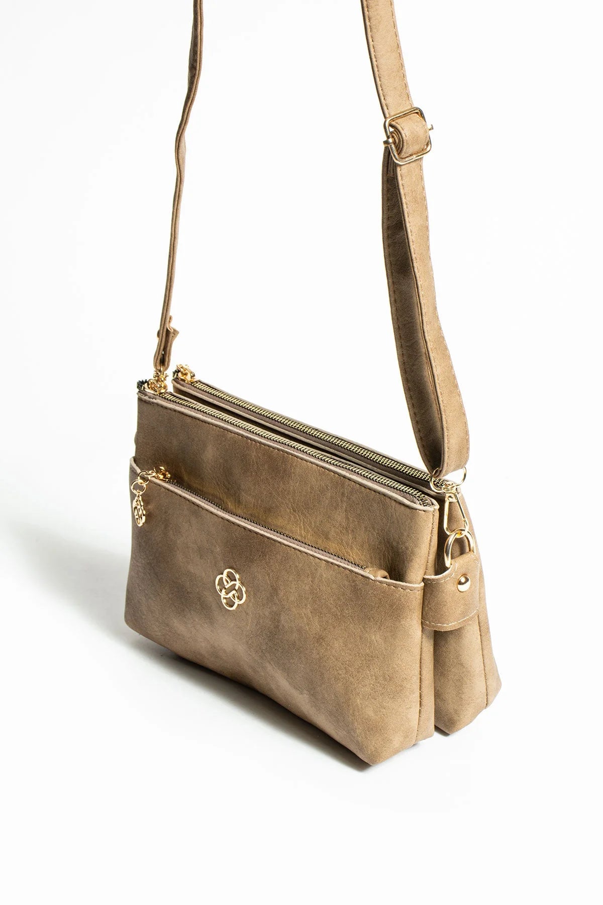 Pembe Potin Ayarlanabilir Askılı 3 Bölmeli Fermuarlı Kadın Omuz Çantası BAG4944-23Cilt - Vizon / Std - 483054387512