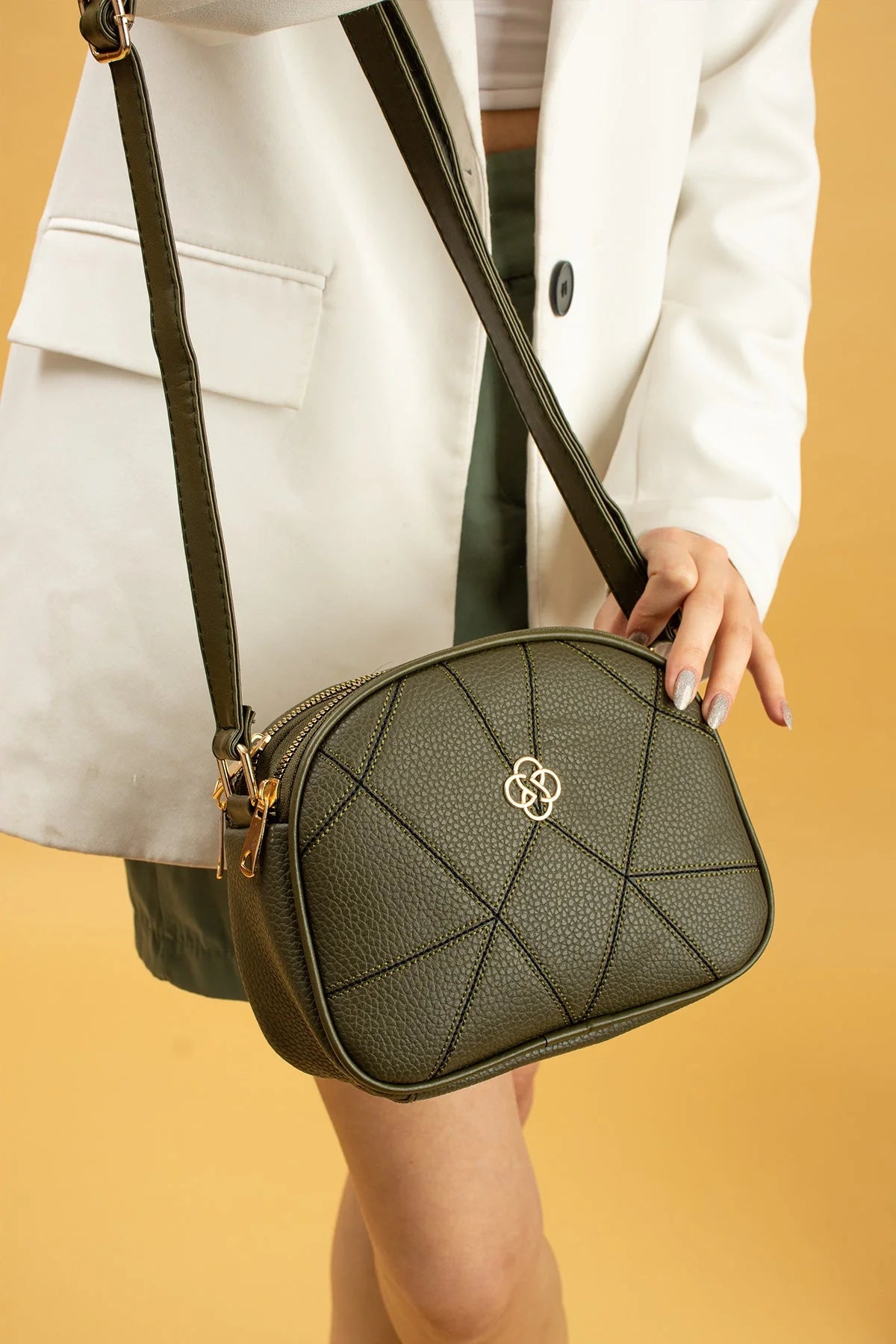 Pembe Potin Ayarlanabilir Askılı Çok Bölmeli Kroko Desen Kadın Omuz Çantası BAG5024-24 - 483054387512