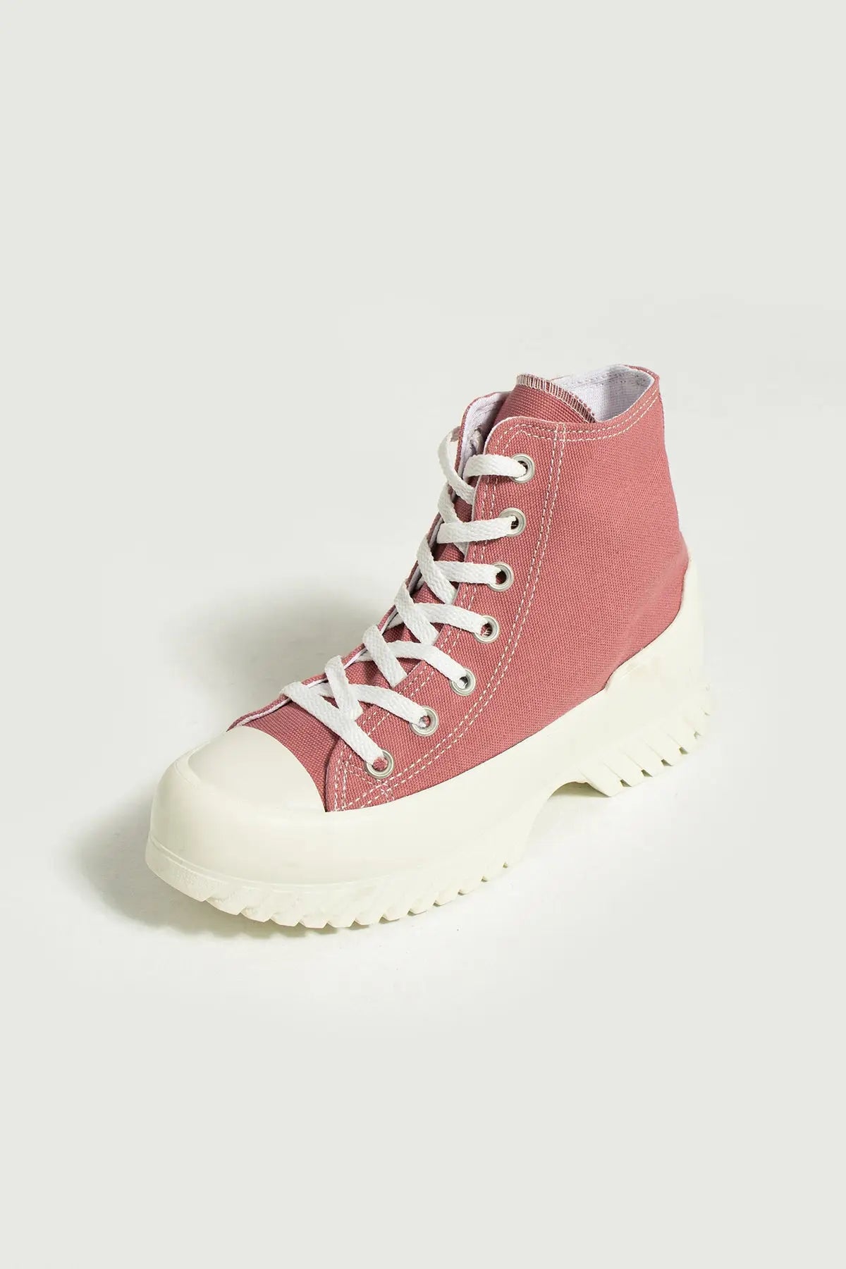 Pembe Potin Bağcıklı Kalın Taban Bilekte Keten Kadın Sneaker 57-102-23 - Pembe / 36 - 483054747960