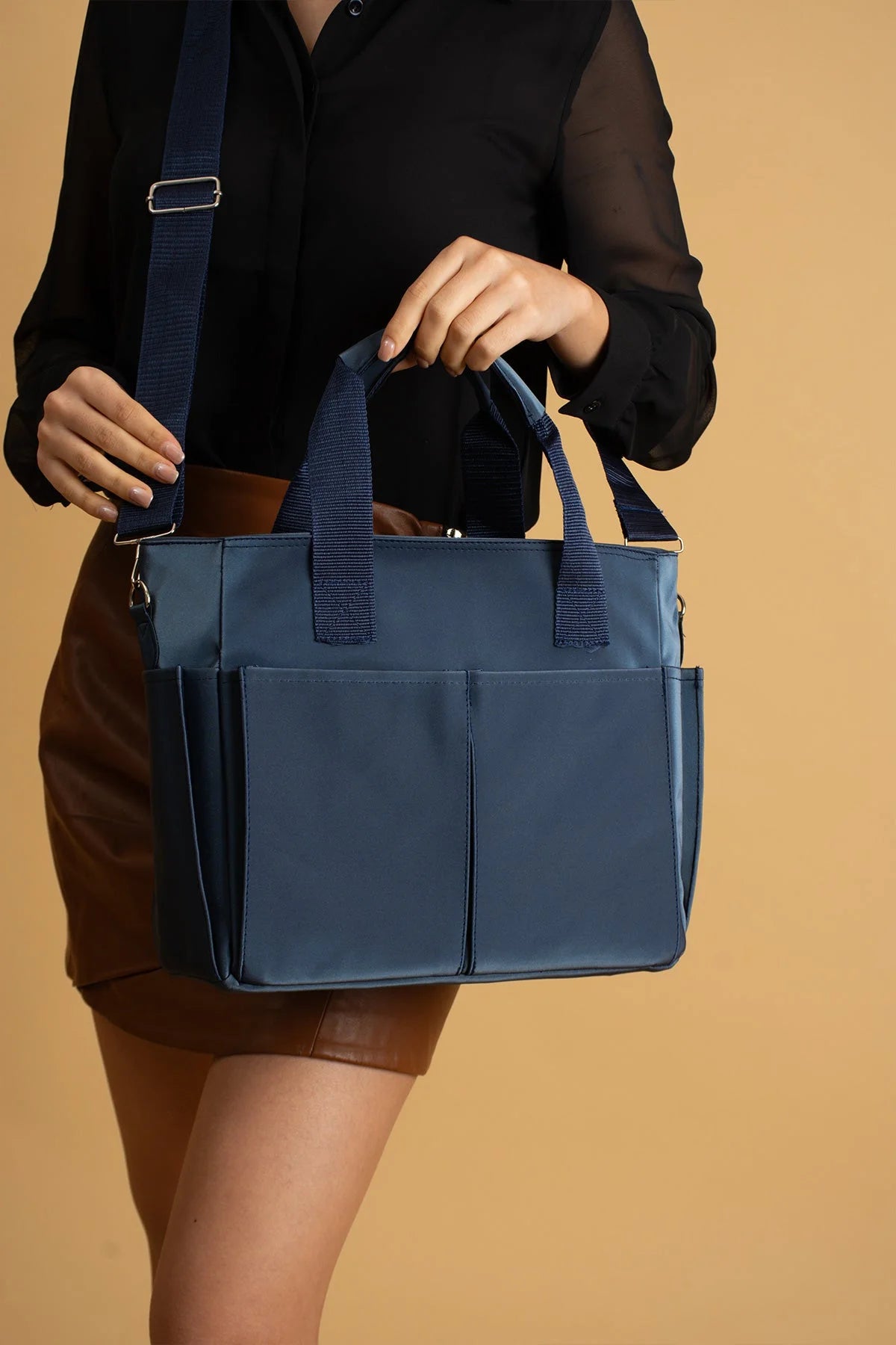 Pembe Potin Büyük Boy Çok Bölmeli Kadın Omuz Çantası BAG4298 - 483054387512