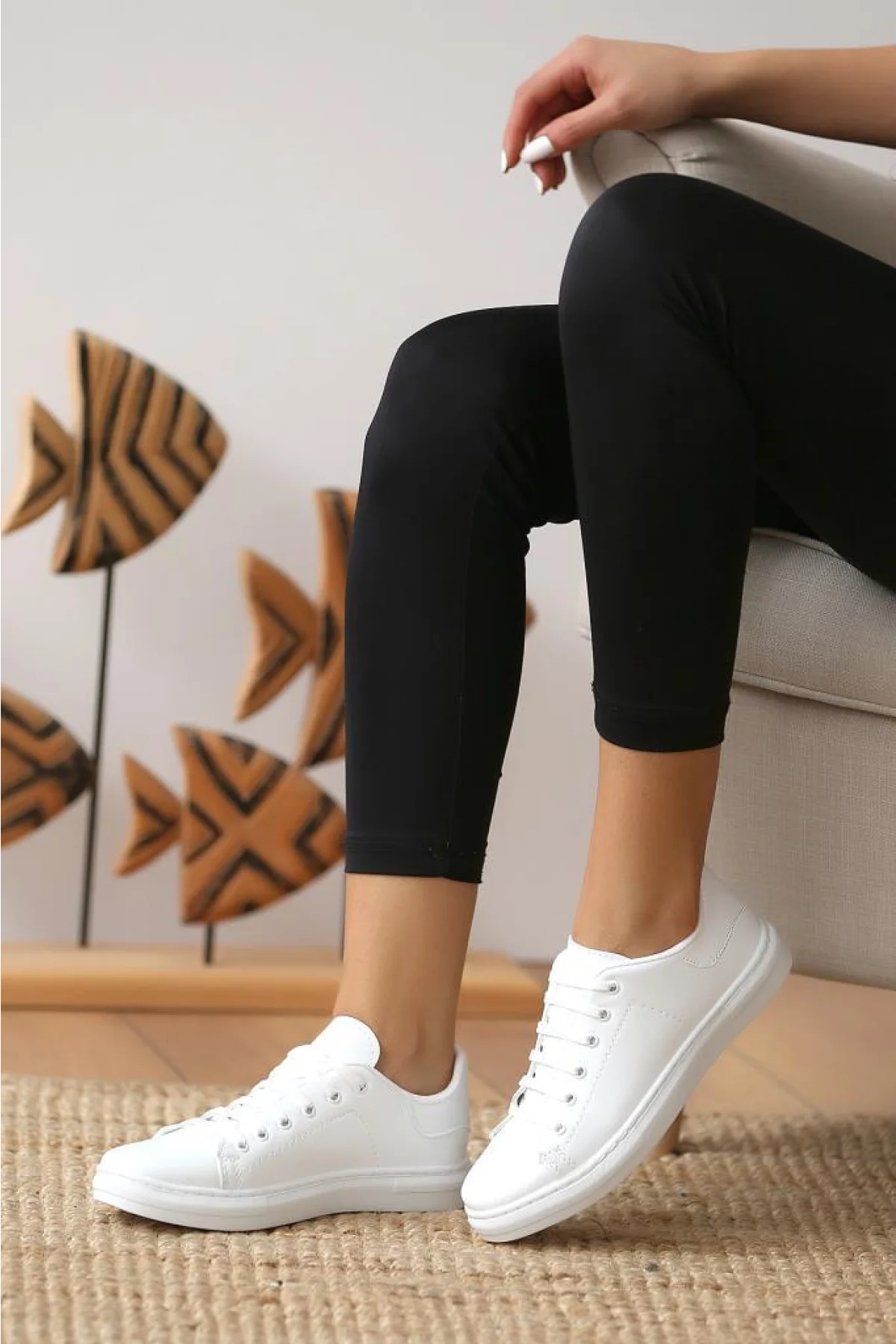 Pembe Potin Casual Ayakkabı 006-300-21 - Beyaz / 36 - 483054289208