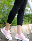 Pembe Potin Fileli Bağcıklı Comfort Taban Kadın Sneaker A1971-20Pudra - 483054289208