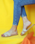 Pembe Potin H Model Rahat Taban Moda Kadın Terlik 45-800-22 - Bej / 36 - 483054780728