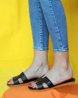 Pembe Potin H Model Rahat Taban Moda Kadın Terlik 45-800-22 - Siyah / 36 - 483054780728