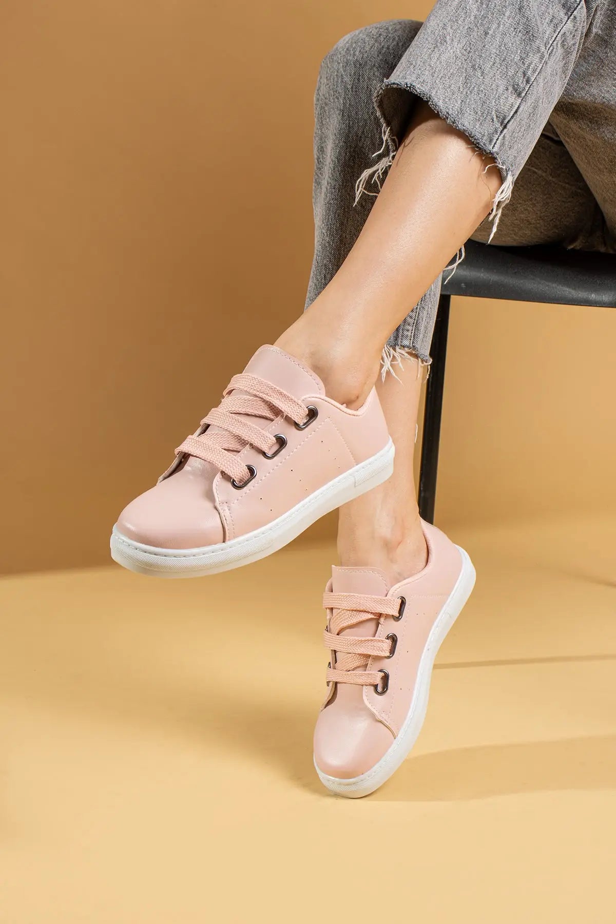 Pembe Potin Rahat Kalıp Moda Kadın Günlük Sneaker J320-22 - Pudra / 36 - 483054747960