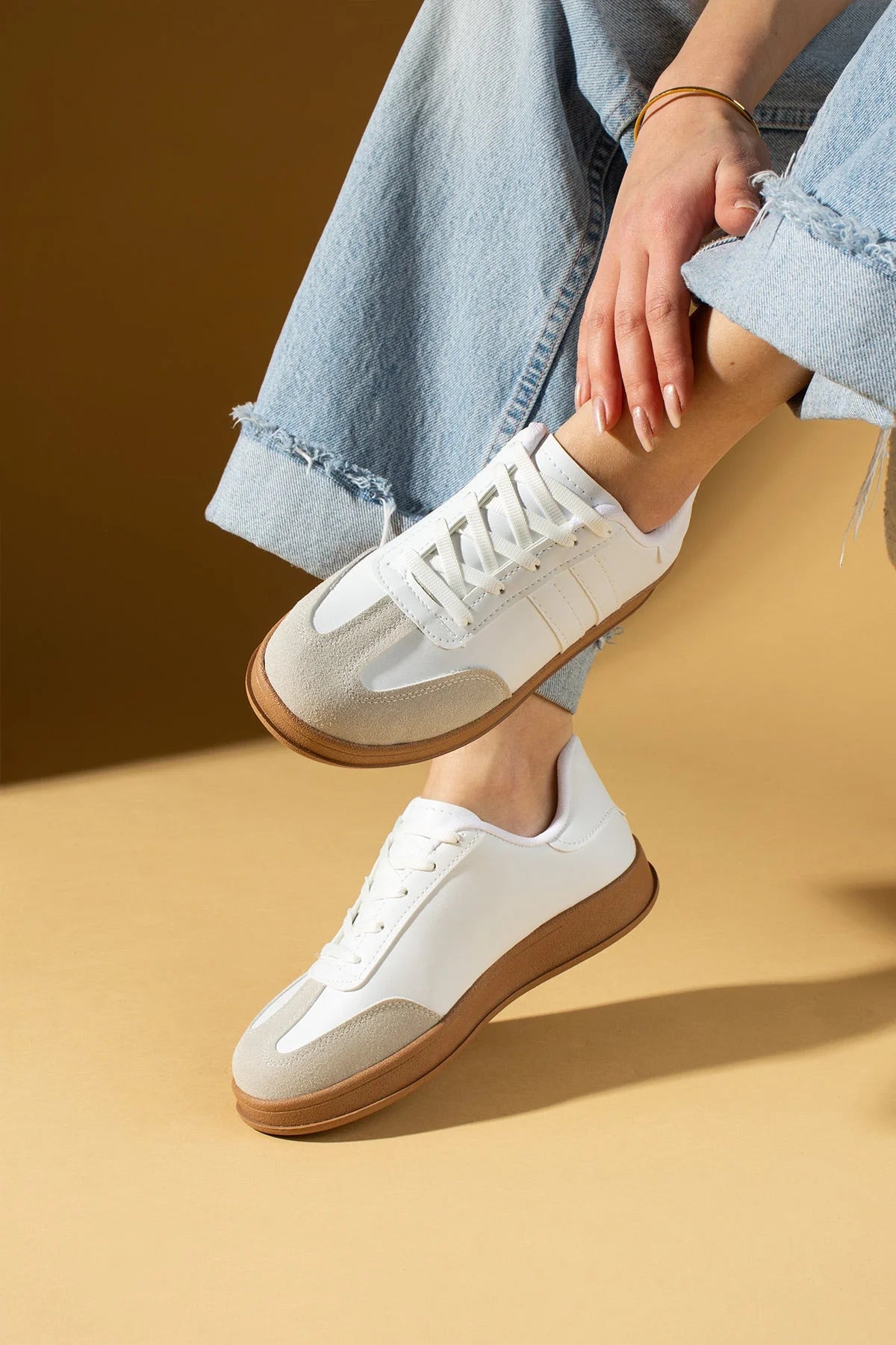 Pembe Potin Rahat Taban Bağcıklı Kadın Sneaker 001-7001-25 - 483054747960