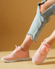 Pembe Potin Yeni Sezon Fileli Bağcıklı Rahat Taban Kadın Sneakers A1971-23 - 483054747960