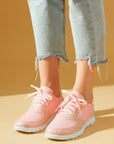 Pembe Potin Yeni Sezon Fileli Bağcıklı Rahat Taban Kadın Sneakers A1971-23 - 483054747960