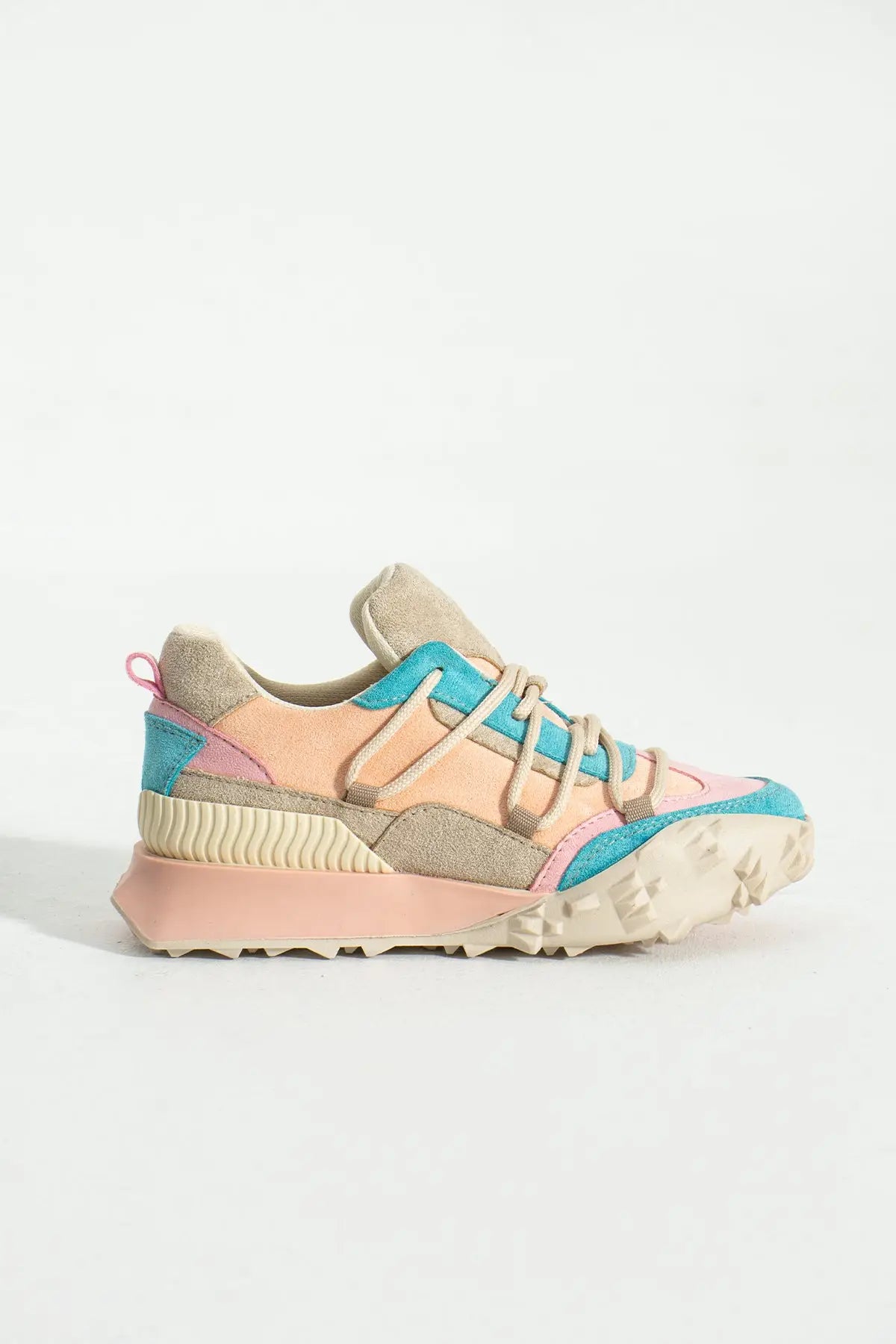 Yeni Sezon Kalın Taban Bağcıklı Moda Kadın Sneakers 36-144-23 - Pembe / 36 - 483054747960